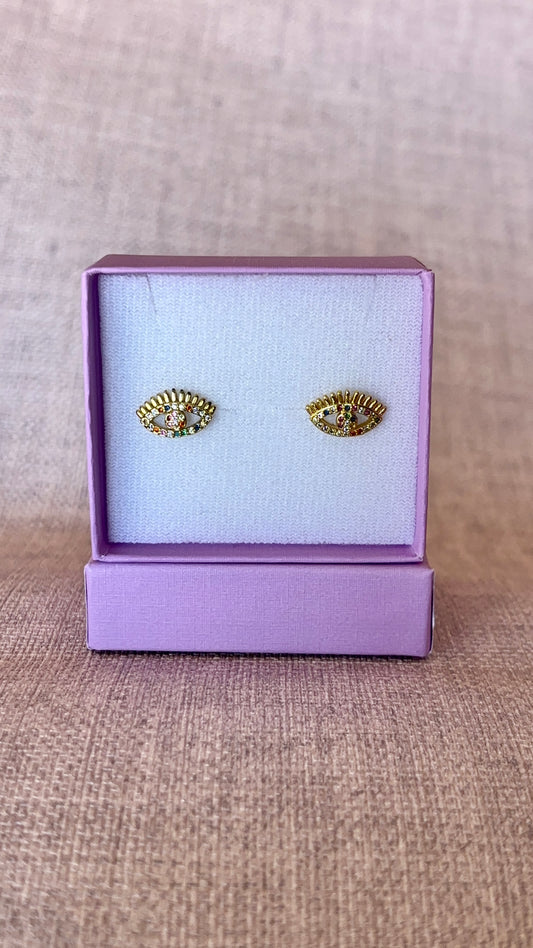 Aretes de ojo turco con piedras de colores